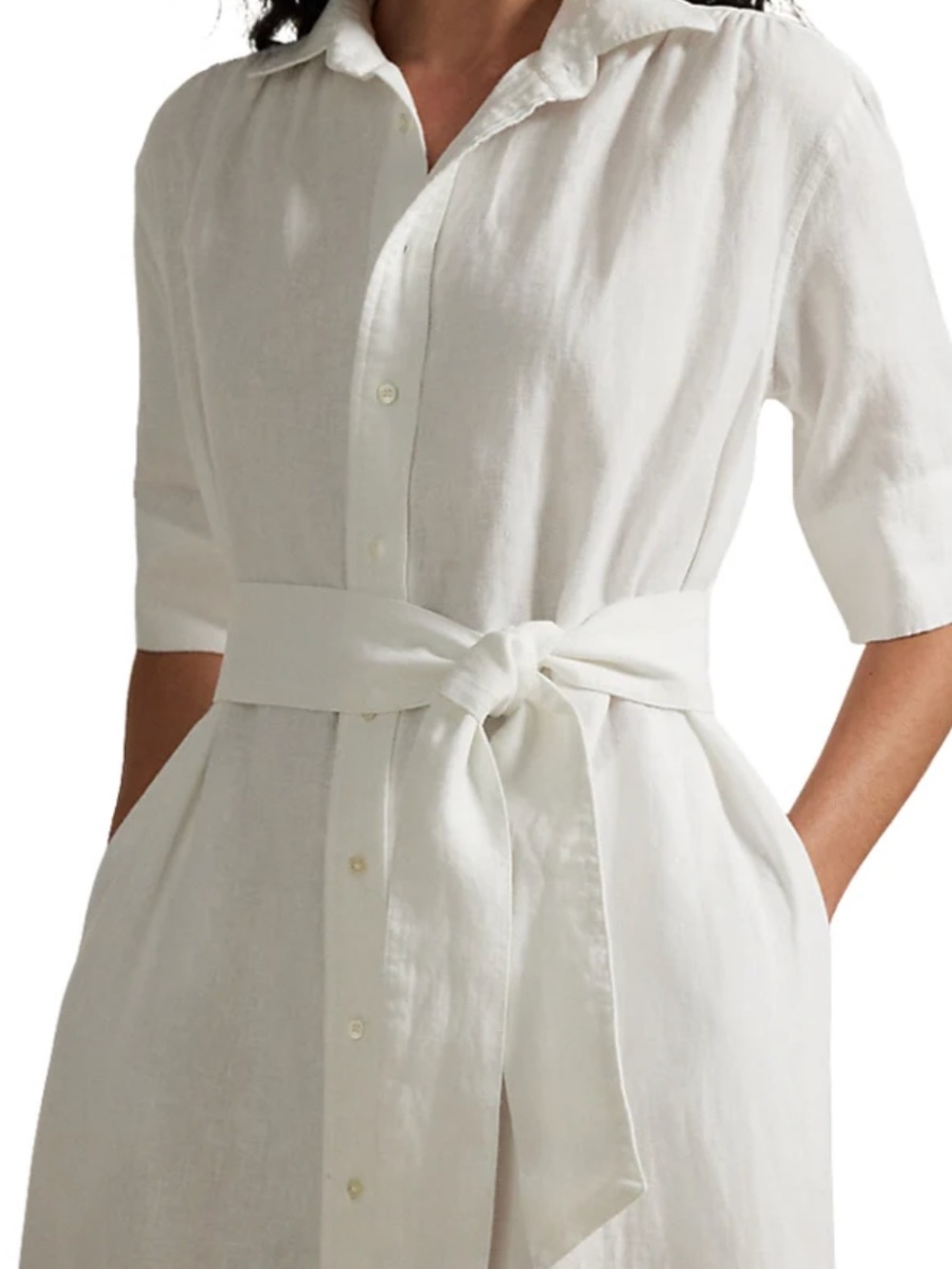Polo by Ralph Lauren White Button-Front Midi Shirt Dress - Picture 6 of 7